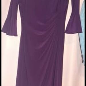 Anne Klein Mid-length Flare Sleeve Purple Dress